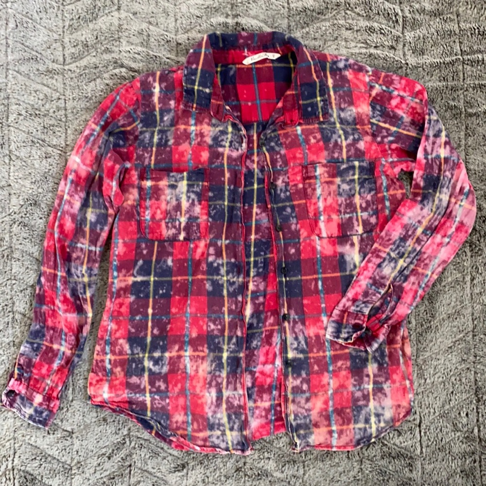 Vanilla Star Bleached Plaid Button Down size M